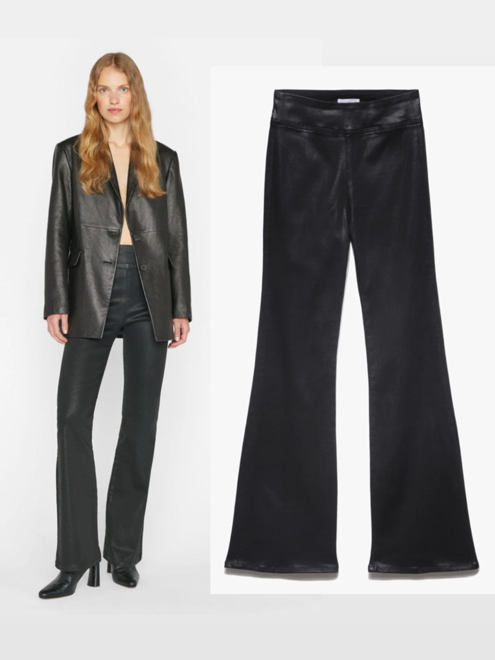 FRAME ||‎ Jetset Flare in Noir Coated Pull On Black Size 2 (30-34) NWT